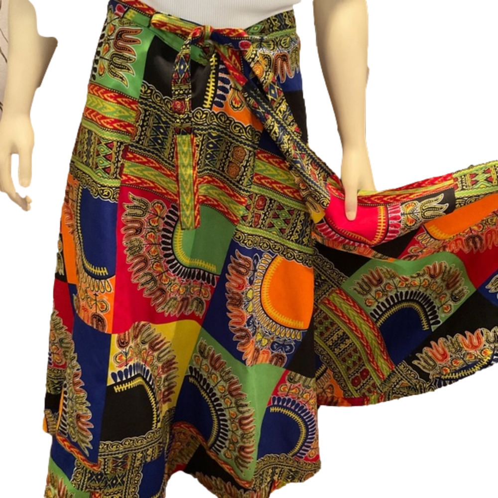 Jessica Taylor Multicolored Double Wrap Maxi Skirt